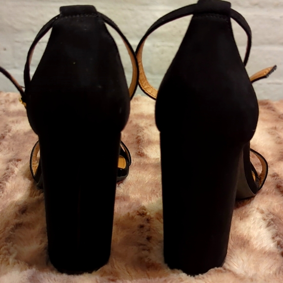 Faux Suede Block Heel Ankle Strap Sandals - Picture 4 of 7